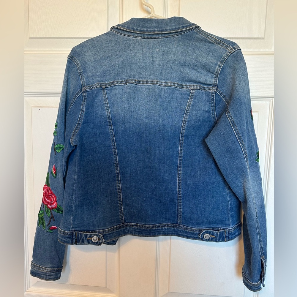 Hammer floral boho design Embroidered Denim Jean Jacket - Medium - Picture 2 of 7